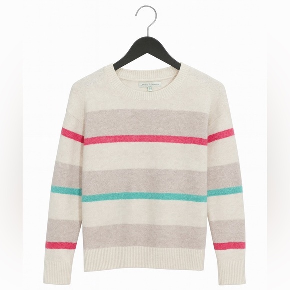 Elizabeth and James Sweaters - Elizabeth James Striped Sweater Women’s Medium Beige Gray Pink Green Pullover